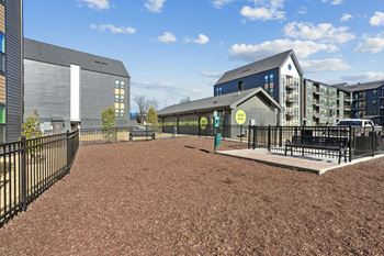 On-site pet spa and dog park with covered wash stations
